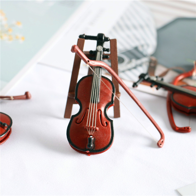 娃娃屋微型世界小提琴樂器場景模型公仔玩具