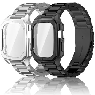 豪華 PC 保護殼和不銹鋼錶帶改裝套件兼容 Apple Watch ultra 49mm IWatch ultra 2