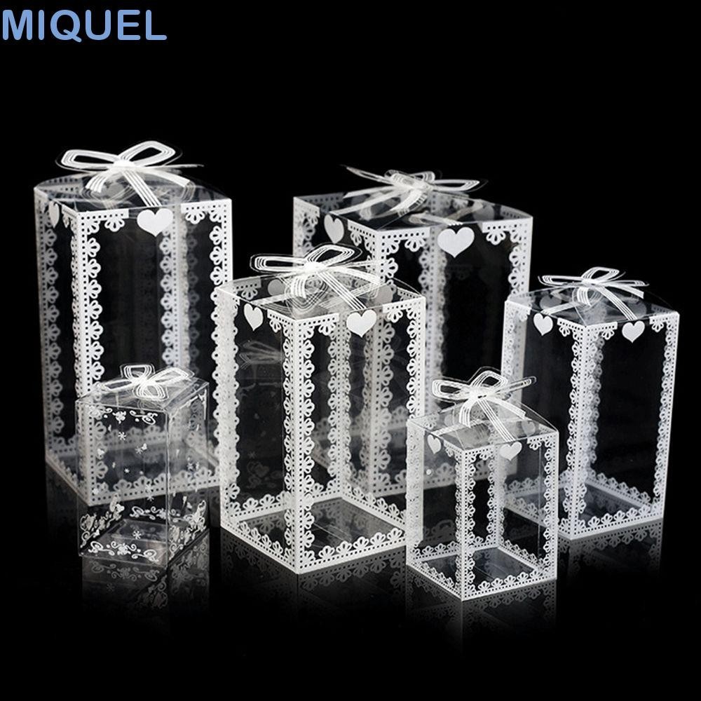 MIQUEL糖果盒對於客人10件糖果架蛋糕包裝透明盒子派對用品禮品包裝盒