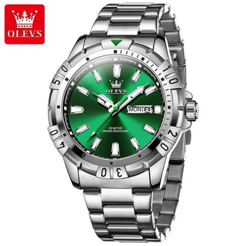 5560 豪華商務不銹鋼錶帶運動防水綠水鬼手錶石英男士手錶
