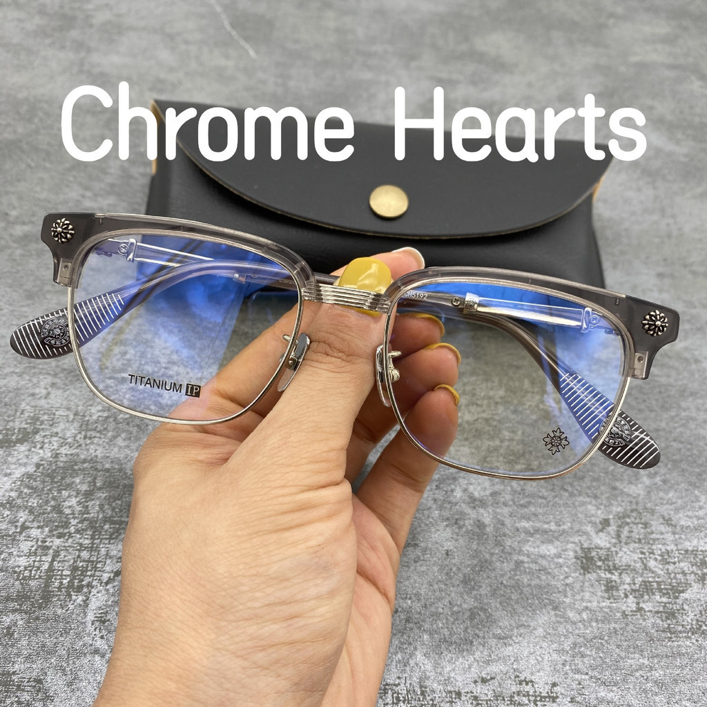 【TOTU眼鏡】醋酸纖維眼鏡 金屬框眼鏡 Chrome Hearts 克羅星 關曉彤同款眼鏡框架 復古板材半框純鈦眉毛框