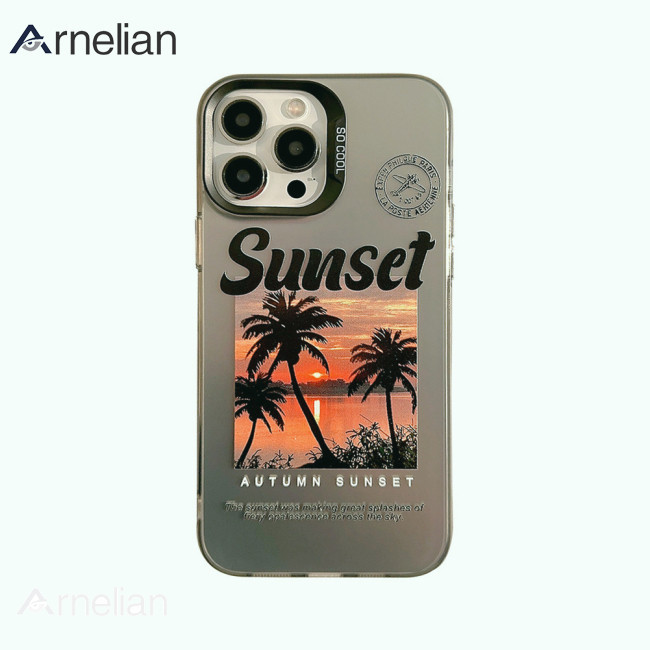 Arnelian Coconut Grove Sunset Back 手機殼防震防摔智能手機殼保護套適用於 IPhone