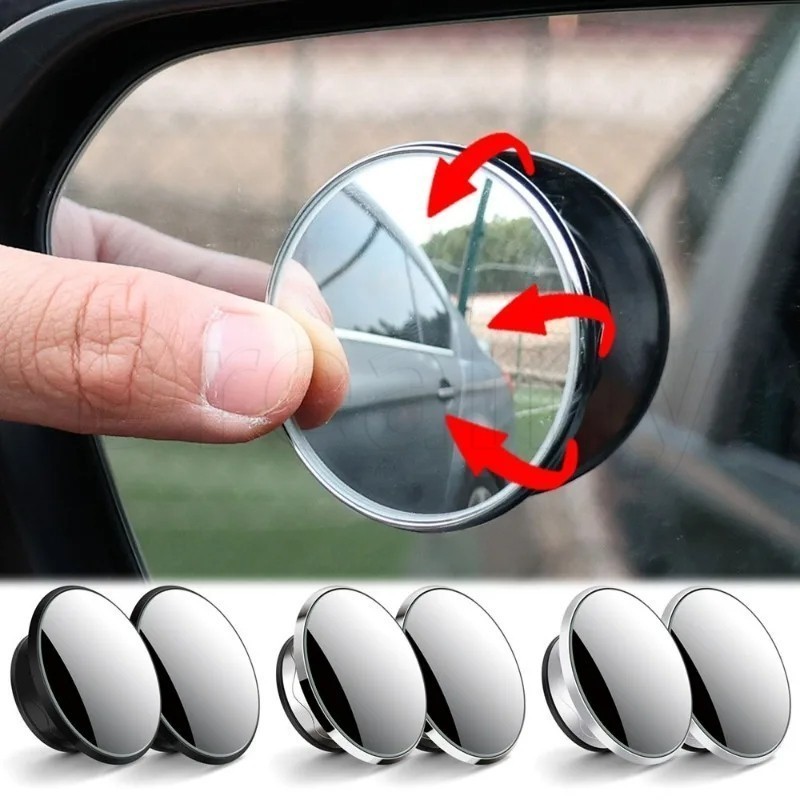 2個360° 旋轉後視鏡 - 汽車盲點後視鏡 - 可調,廣角 - 倒車輔助鏡 - 汽車配件 - 後視凸面鏡 - 用於汽車