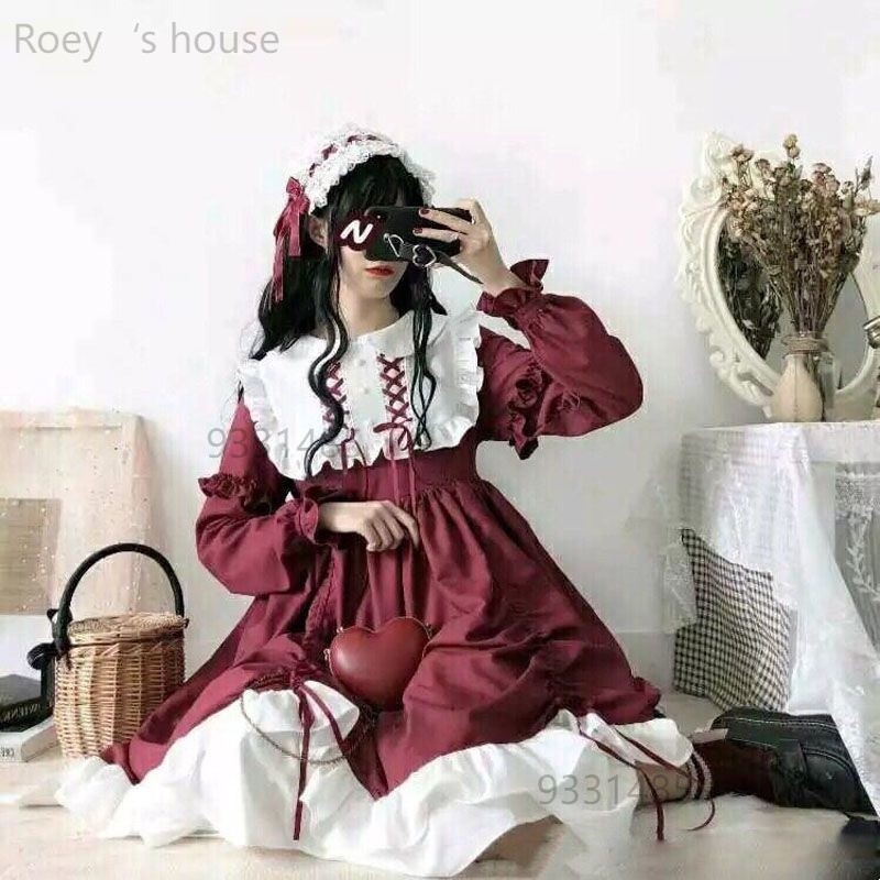 🥰台灣出貨&amp;免運🥰Lolita蘿莉塔裙子 軟妹子 蘿莉大裙襬 學生OP長袖洋裝 Roey‘s House