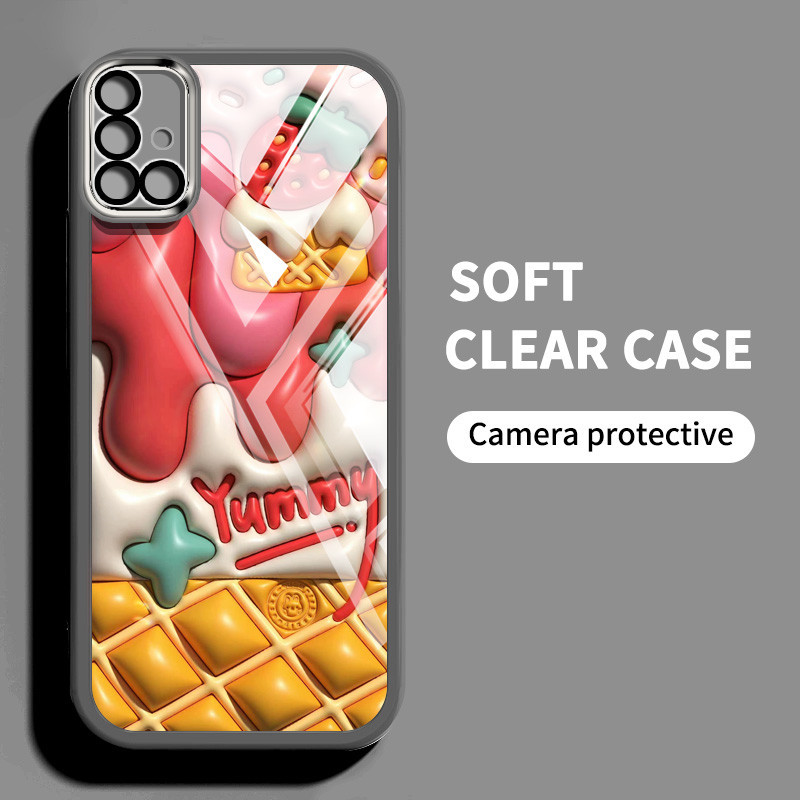 SAMSUNG 外殼三星 Galaxy A31 A51 A71 4G 可愛鴨子防震透明手機保護殼保護套