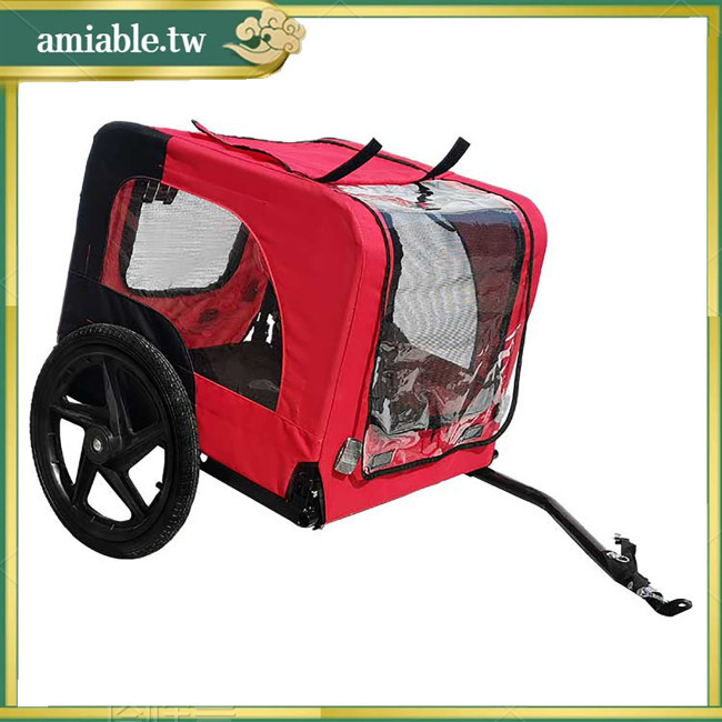 Ami 可折疊狗自行車拖車,帶 16 英寸車輪的寵物自行車拖車、安全反射器和旗幟、內部皮帶、