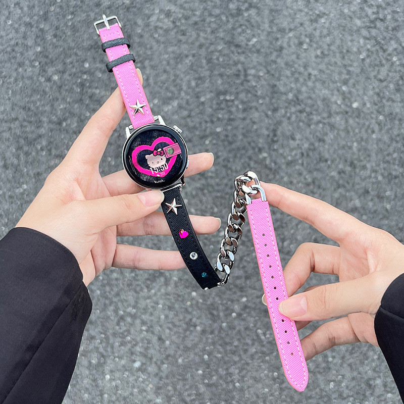 適用華為手錶GT4錶帶GT3pro皮質牛仔鏈式GT2金屬watch4/3腕帶男女小米WATCH S3錶帶