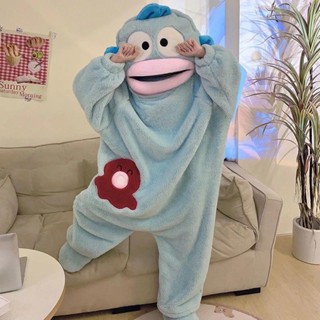 周邊 cos服 三麗鷗 Hangyodon 兒童睡衣卡哇伊搞笑連體睡衣可愛動漫電影人物卡通毛絨保暖睡衣