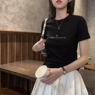 胖胖美依 中大尺寸 S-3XL 短袖T卹 上衣 印花T卹 簡約 新款正肩t卹女美式復古設計感小眾短袖顯瘦上衣-2715.