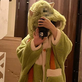怪獸大學 女 冬季珊瑚絨 加絨加厚 蘇利文睡袍 男士 珊瑚絨睡衣 大尺碼 情侶睡衣 睡衣 睡褲 家居服 保暖 韻慧