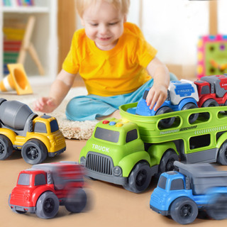 3歲兒童音樂貨車禮物運輸工程車拖頭6男孩收納玩具大卡車模型
