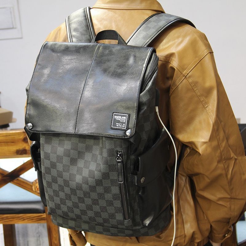 【Porter】新款格子後背包男士旅行背包日韓時尚潮牌大容量電腦包大學生書包