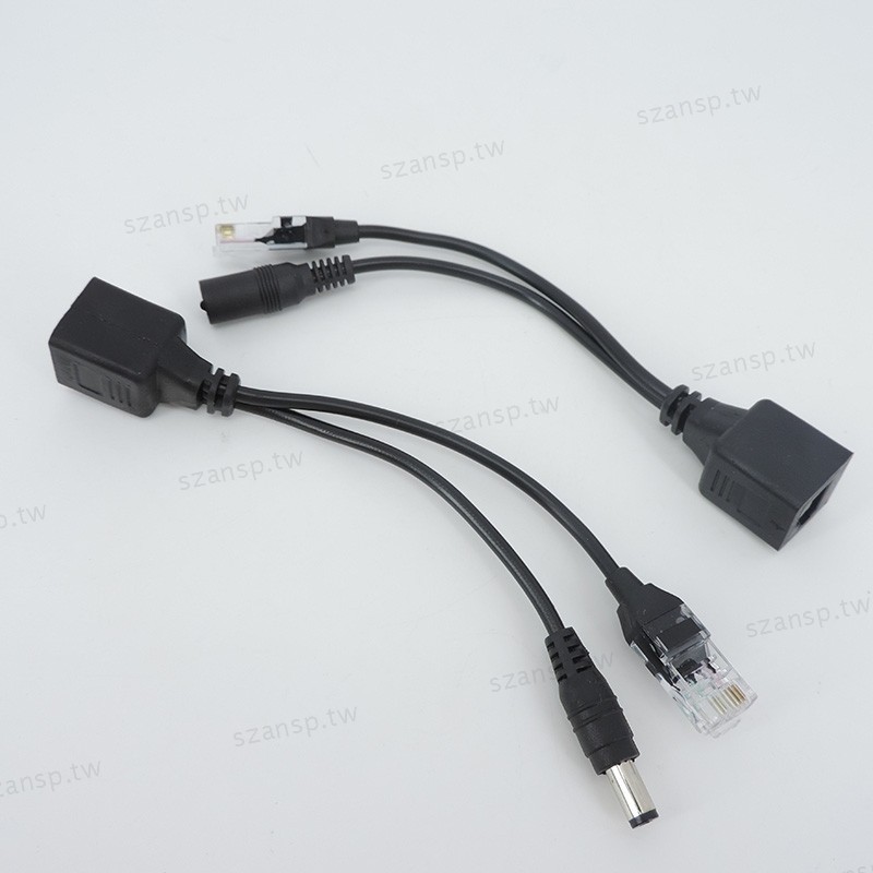 白色黑色 POE 無源電源 RJ45 DC 以太網適配器電纜 POE 分路器注入器電源模塊 12-48v 用於 IP C