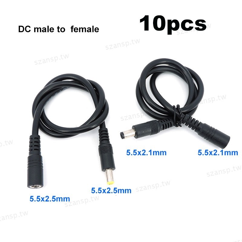 10x DC 公對母電源延長連接器電纜插頭線適配器,用於 led 燈條相機 5.5X2.1 2.5mm 12v 18aw