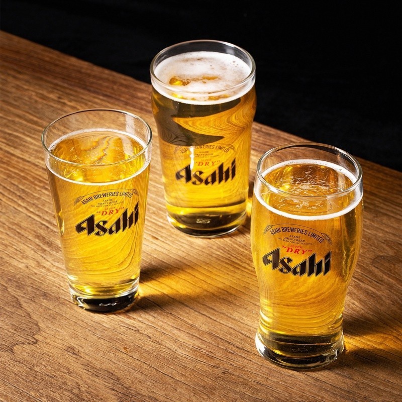 三禾🔹 日式朝日啤酒杯 透明玻璃啤酒杯 日本料理店專用喝酒杯子 Asahi酒杯 喜力啤酒杯 🔹優選