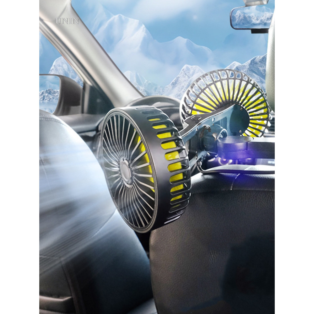 車載風扇 USB 雙頭汽車後座乘客便攜式汽車座椅風扇 360° 可調風扇