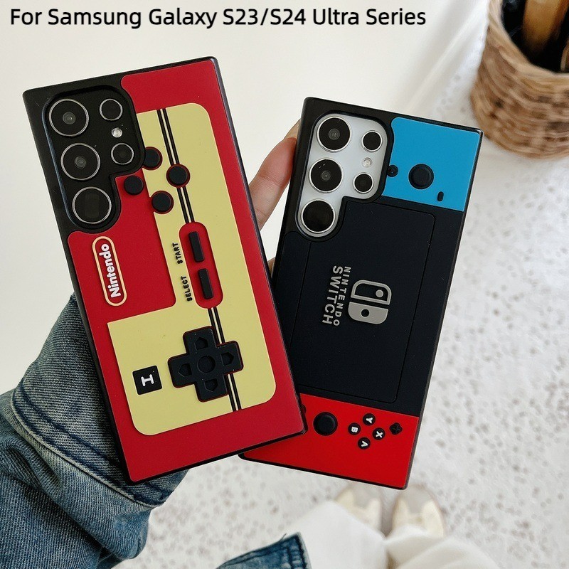 任天堂 SAMSUNG 3d 紅藍 Nintendo Switch 遊戲機矽膠手機殼三星 Galaxy S24 Ultr