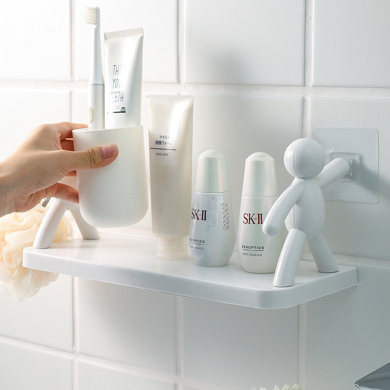 【現貨秒出】浴室小人置物架批發家用創意塑膠免打孔壁掛式多功能衛生間收納架