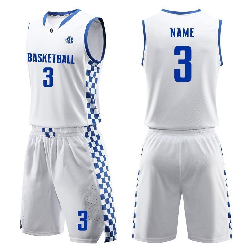【熱銷】 聯賽籃球服 套裝男 藍色白球衣 籃球訓練服 訂製籃球服 背心比賽隊服 籃球服 成人籃球服 套裝 比賽服 球服套