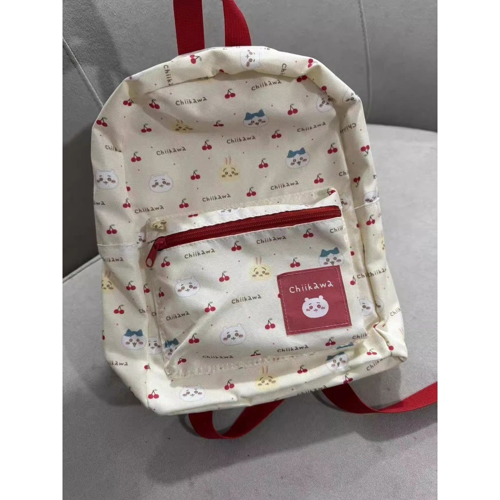 2024新款日本chiikawa後背包學生上學書包紅色校園風卡通背包環保袋通勤包