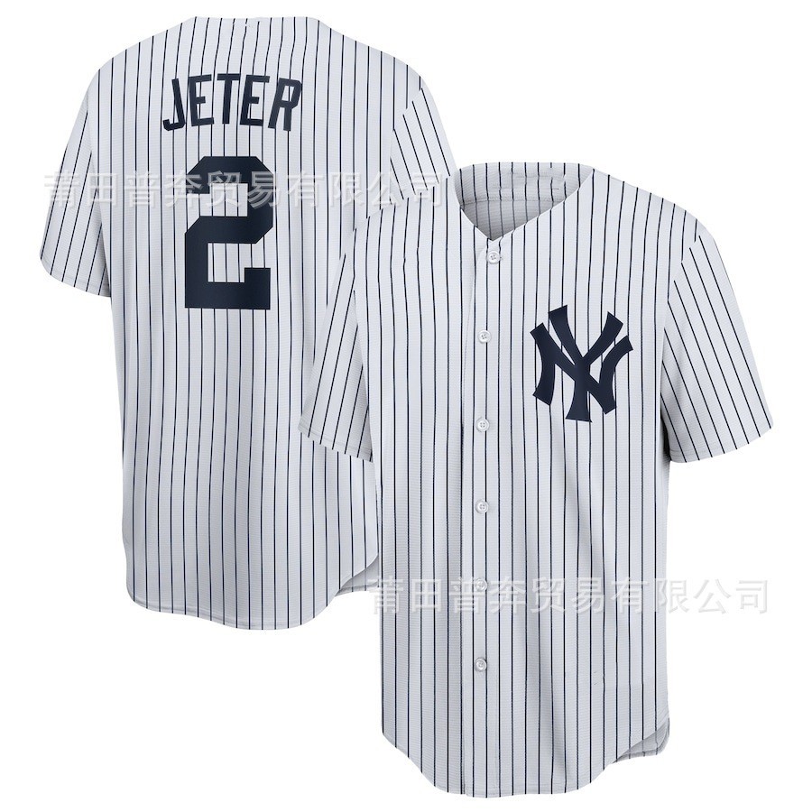 MLB棒球球衣洋基隊2JETER  刺繡棒球服男裝Yankees Hiphop球衣大尺碼