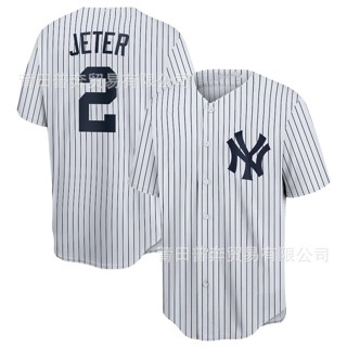 MLB棒球球衣洋基隊2JETER 刺繡棒球服男裝Yankees Hiphop球衣大尺碼