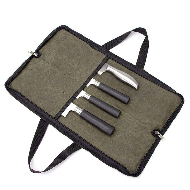 wessleco刀具收納袋 熱採帆布廚師刀包 便攜式戶外野餐工具包