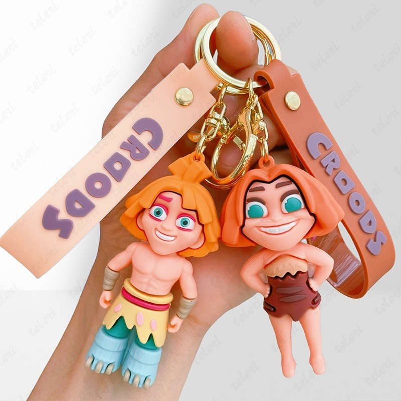 Croods Design 娃娃鑰匙扣周邊動漫背包挂件汽車兒童玩具禮物卡通矽膠鑰匙扣/時尚汽車鑰匙扣/情侶包禮物挂件配件