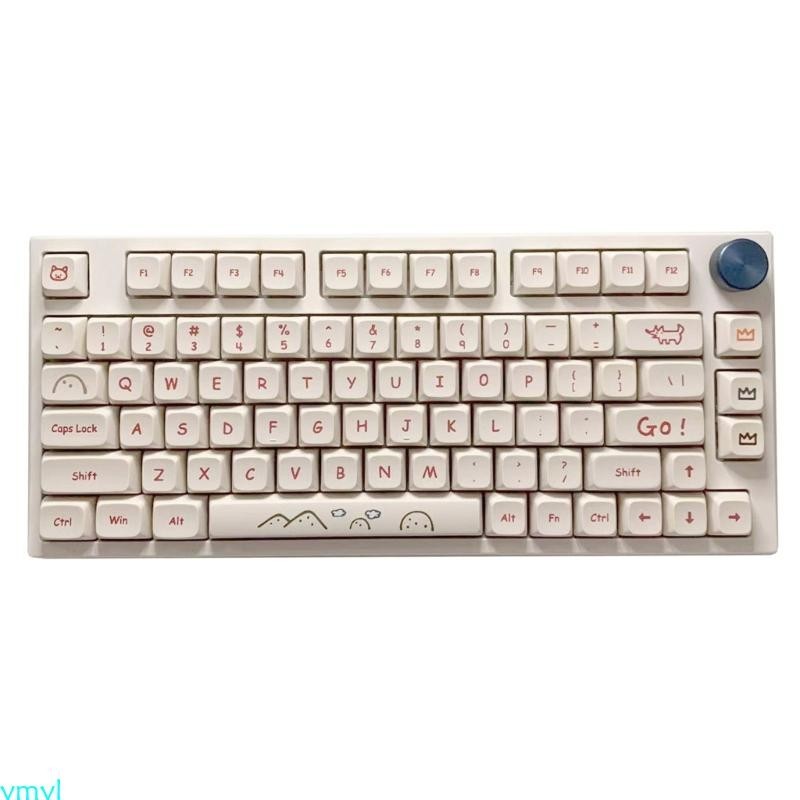 Ymyl 129 鍵 XDA PBT 鍵帽染料昇華塗鴉卡通鍵帽適用於機械鍵盤櫻桃 Mx Switch Minimalis