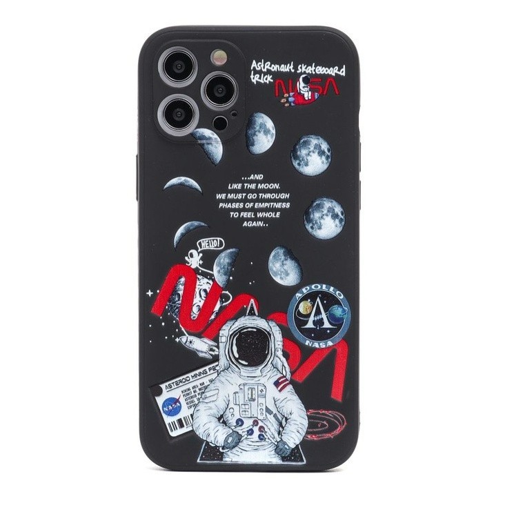 Apollo NASA 宇航員軟殼邊緣全鏡頭蓋 iPhone 6 7 8 SE 6 7 8 X XR XS 11 12