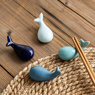筷托 鯨魚萌系卡通日式筷子託筷架 創意可愛動物筆架家居小擺件擺飾陶瓷