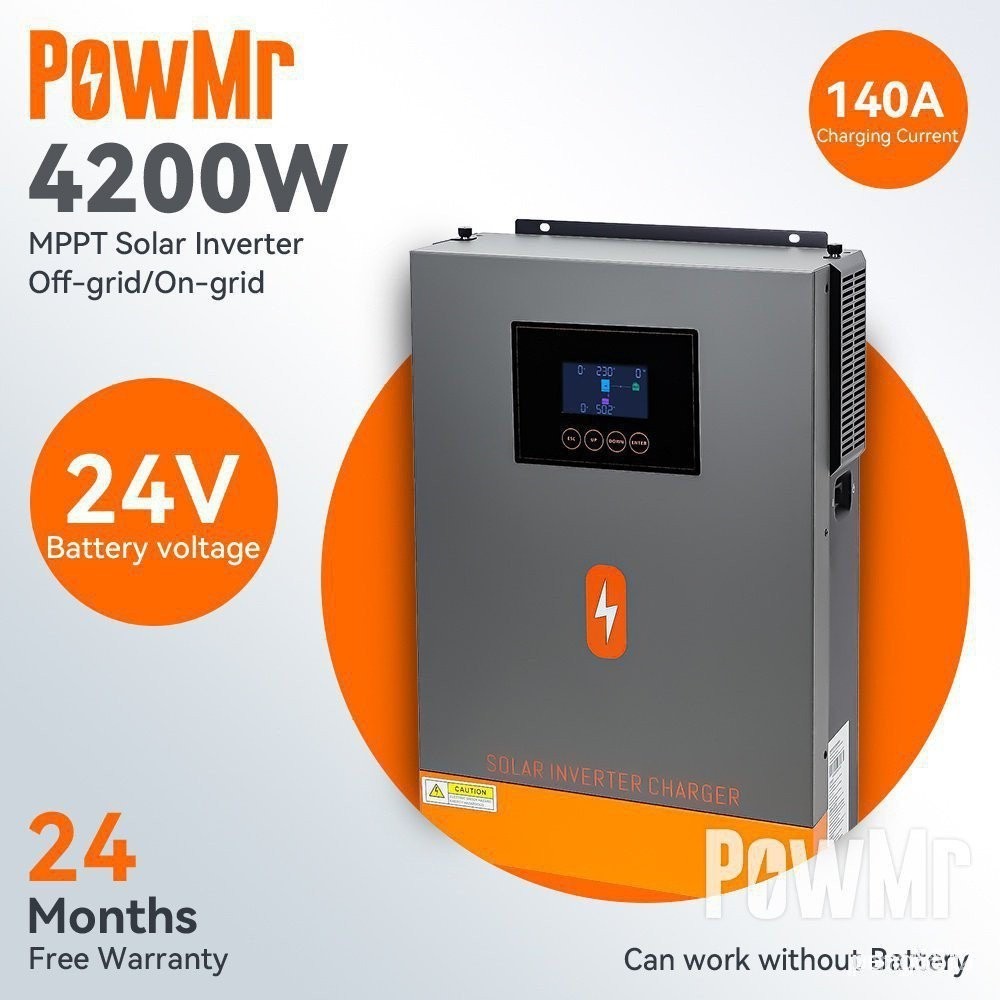 【正品現貨】【品質保固】PowMr Mppt 4.2kw 併網/離網混合逆變器 24Vdc 230VAC PV 面板輸入