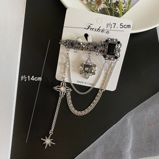 韓版 東大門 復古 胸針 長款 鏈條 寶石 別針 鑰匙 流蘇 造型 秋冬 外套 配飾品