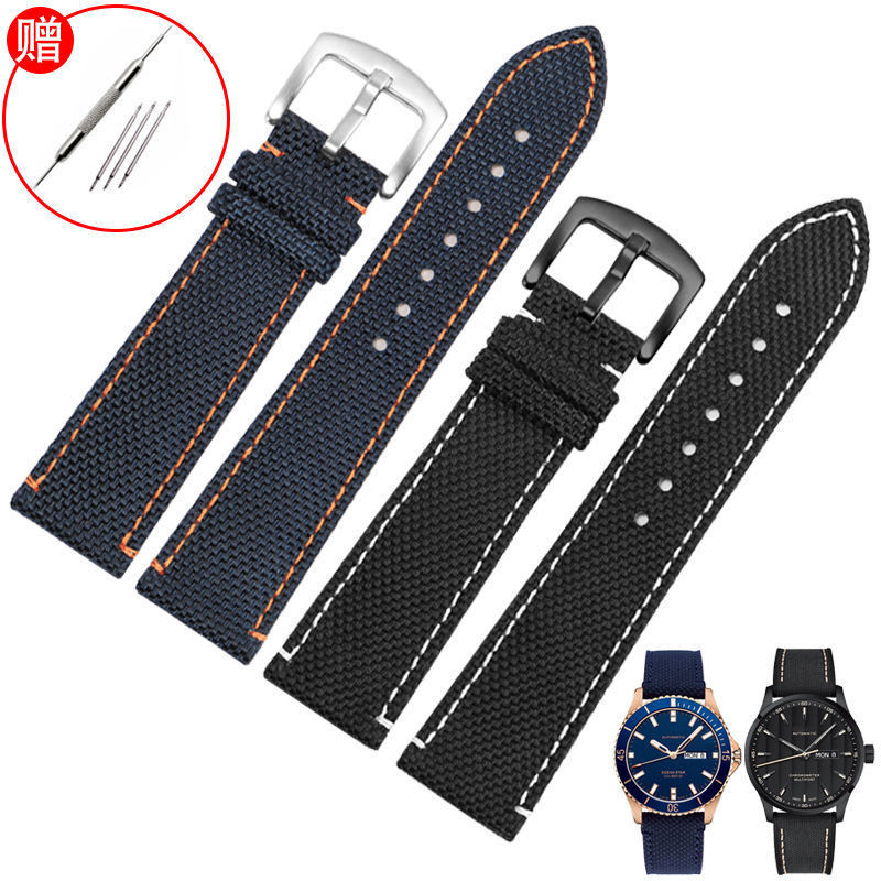 MIDO尼龍手錶帶 M038藍色MODO領航者M026帆布手錶帶22mm男款手錶配件