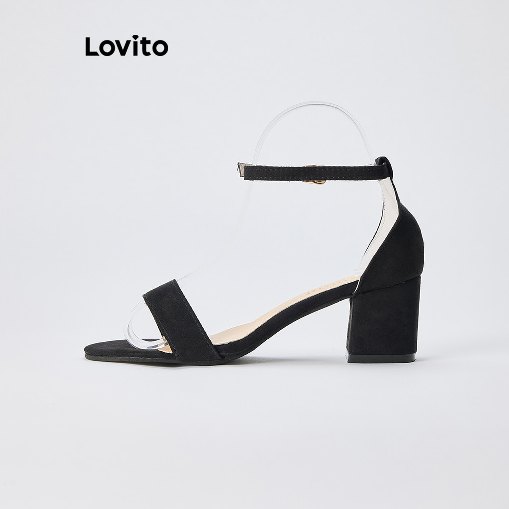 Lovito 女式優雅素色直系搭配粗跟高跟鞋 LFA78016