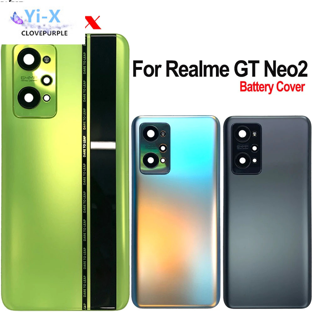 1x 適用於 Realme GT Neo2 後殼後蓋帶相機鏡頭電池盒適用於 Realme GT Neo 2 電池蓋更換