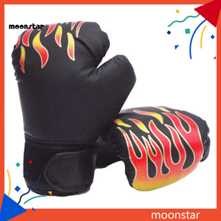 Moo 火焰印花人造皮革成人拳擊泰拳訓練沙袋手手套