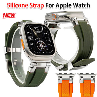 矽膠錶帶金屬連接器堅固的運動橡皮筋兼容 Apple Watch Ultra 2 49 毫米 42 毫米 44 45 毫米