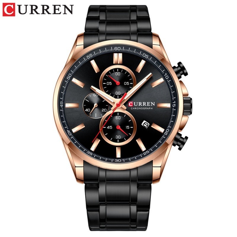 CURREN品牌 8368 六針 石英 鋼帶 日曆 防水 高級男士手錶