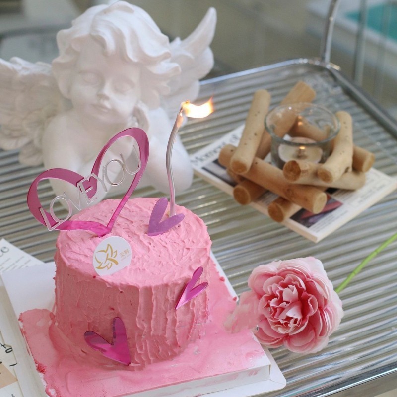 【48小時~出貨】七夕情人節蛋糕裝飾情人節愛心亞克力套裝蛋糕插件
