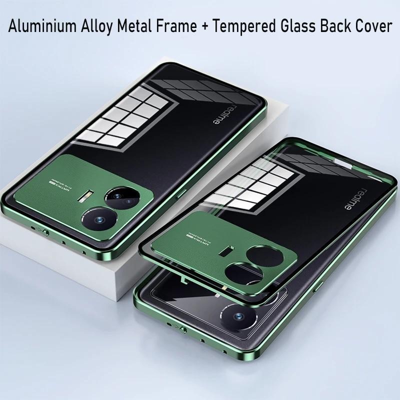 Coque Realme GT Neo 5 SE 5se超薄鋁合金金屬框架保險槓+鋼化玻璃裝甲外殼的防震硬殼