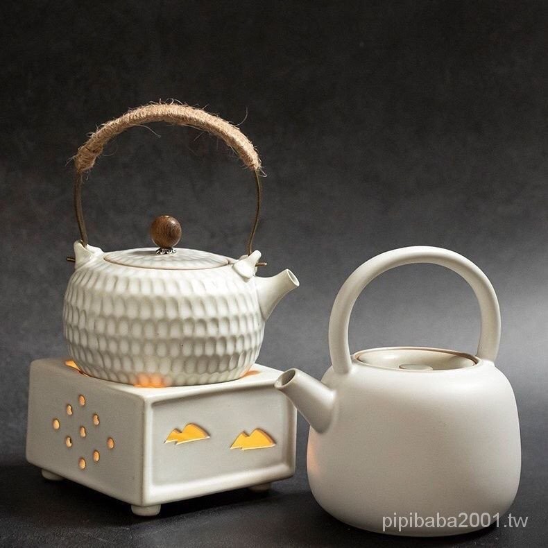 日式錘紋提樑壺陶瓷溫茶爐蠟燭酒精燈明火煮茶器戶外燒水壺