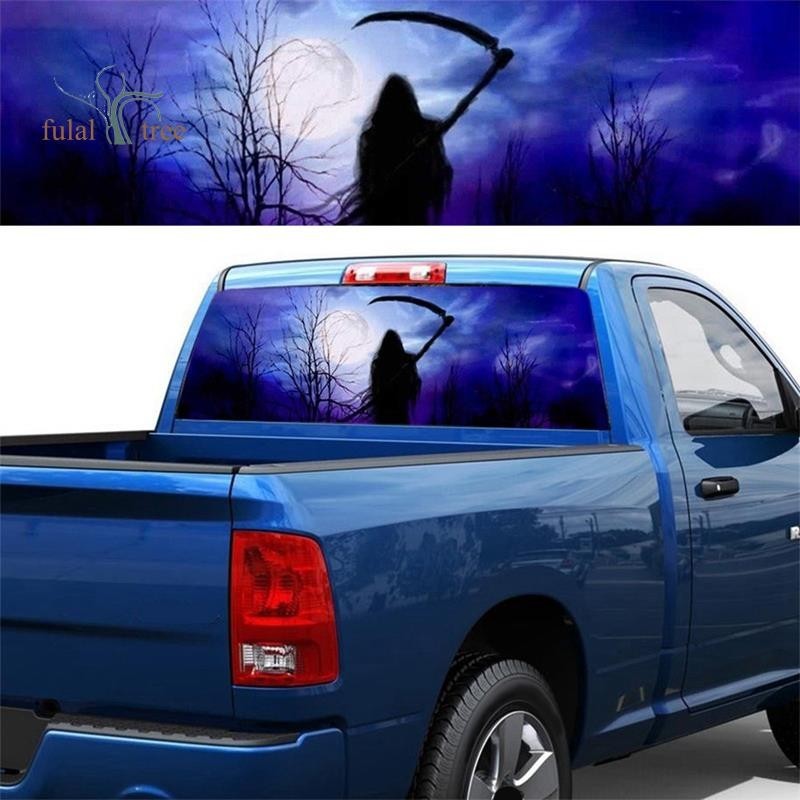 Night Devil Moon 適用於卡車 Jeep Suv 皮卡 3D 後擋風玻璃貼花貼紙裝飾後窗玻璃海報 57X1