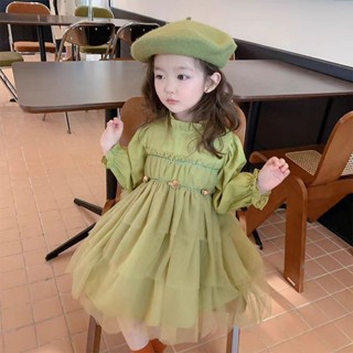 【iBaby】ins新款女孩洋氣花朵蛋糕紗裙 女童洋裝甜美日常外出韓版洋裝A字裙