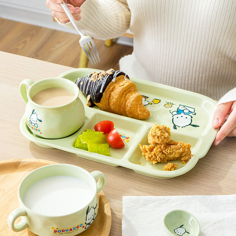 帕恰狗一人食陶瓷分格盤子減肥餐盤家用餐具創意早餐盤卡通可愛
