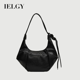 IELGY 大容量復古軟皮餃子包 慵懶風休閒百搭通勤單肩斜揹包