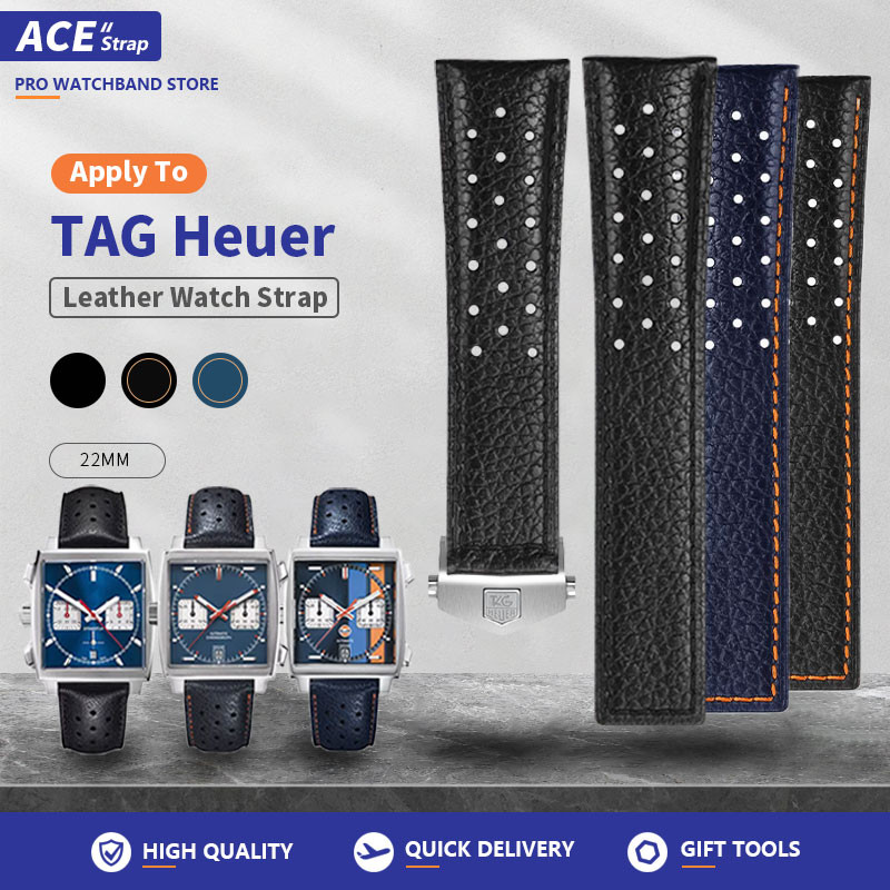 適用於泰格豪雅 Tag Heuer 22mm皮錶帶Monaco CARRERA FORMULA 1 F1