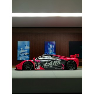 1/43 迷你切 minichamps 邁凱倫 F1 gtr LARK紅黑塗裝 合金汽車模型 無外紙盒 亞克力罩子有裂