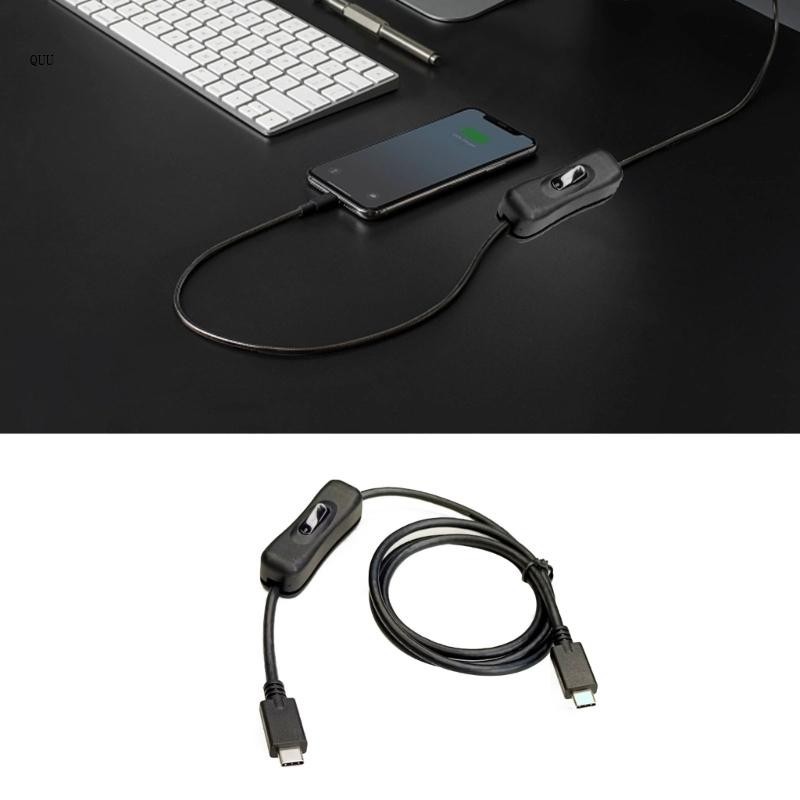 Quu USB C 型帶開關電源按鈕充電延長線通用 C 型公頭轉 C 型公頭延長線