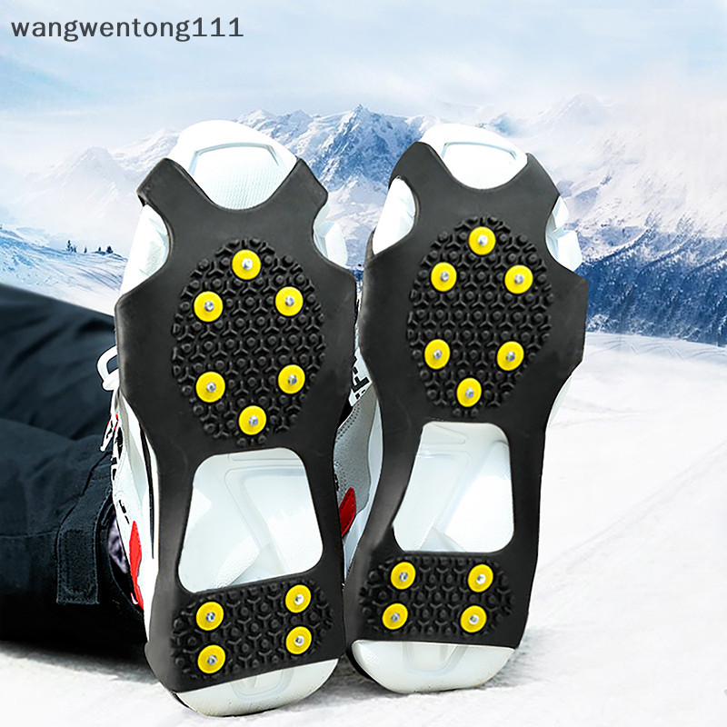 &lt; Wwtw&gt; 運動鞋套女士男士靴子套 10 釘雪冰爪攀爬防滑釘鞋夾冰爪夾板。